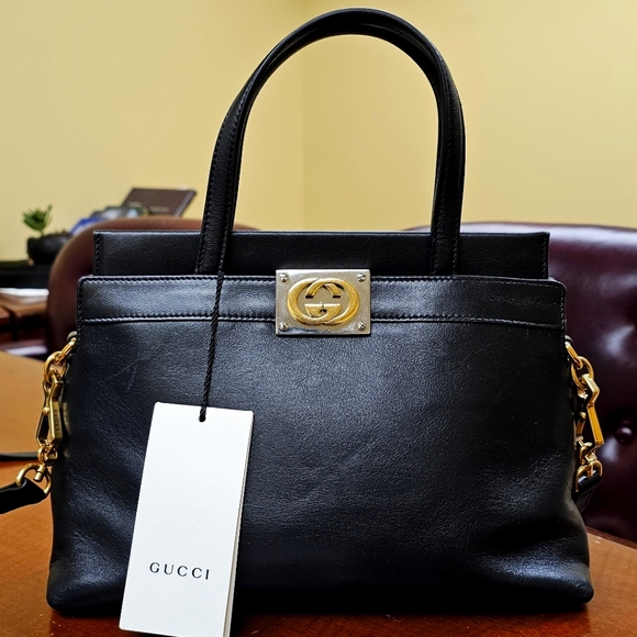 GUCCI Leather Small Top Handle Black - Picture 1 of 8